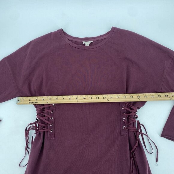 Silence + Noise Size Small Lace-Up Side Corset T-Shirt Dress Wine NWT - Picture 12 of 15